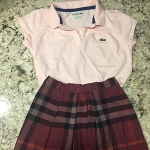 Girls Burberry skirt and Lacoste polo set